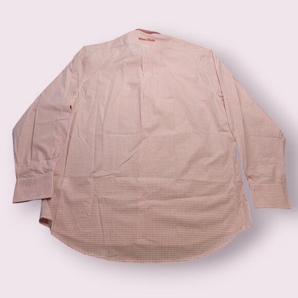 NWT Winn-Dixie Men’s L 17.5 Red Check Button-Down Shirt Embroidered Logo Career - Picture 2 of 9